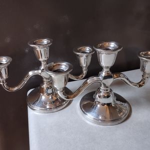 Academy Silver on Copper Pair of Candelabras